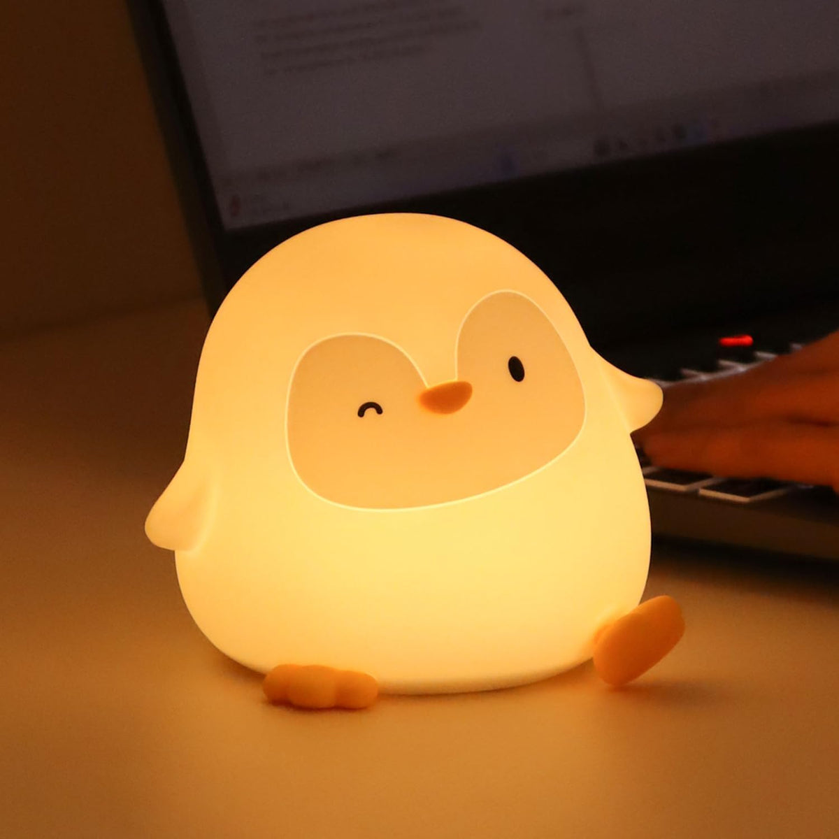Rytinazzz Silicone Night Light for Kids, 50H Long Battery Penguin Lamp, Gift for Kids, Rechargeable Tap Control, Soft Dimmable Bedside…