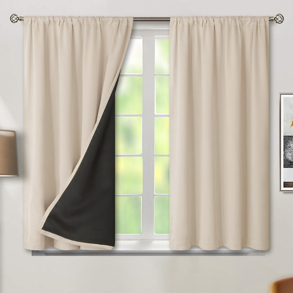BGment Blackout Curtains for Small Window, Thermal Insulated Full Room Darkening Soundproof Rod Pocket Curtains for Bedroom 54 Inch…
