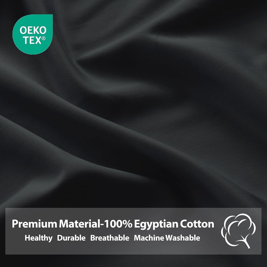 ZaizaiHome Pillow Cases Queen Size 4 Pcs,100% Egyptian Cotton 400 Thread Count Sateen Weave Black Pillowcases Queen Size, Quality Pillow Co…