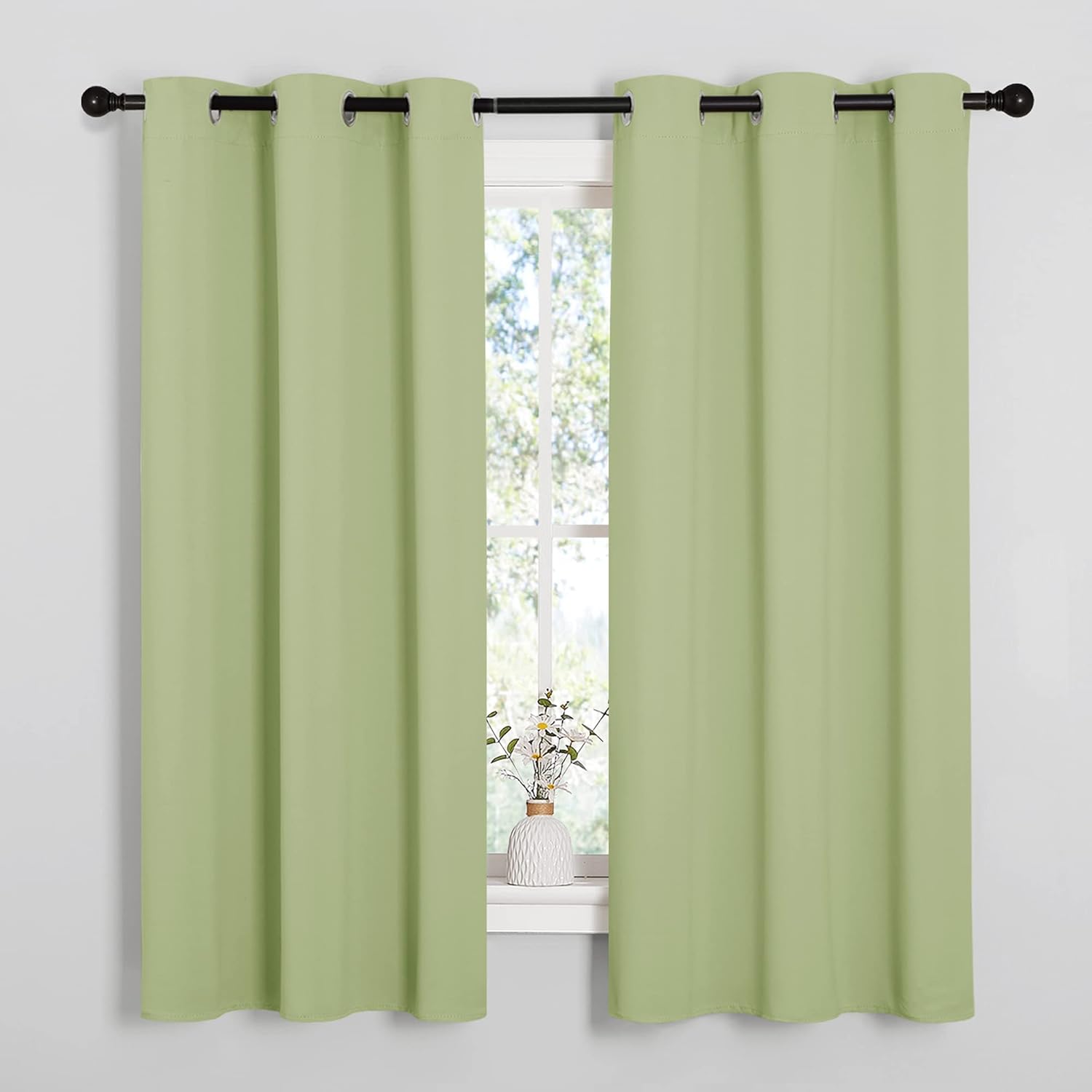 NICETOWN Curtains for Bedroom, Green Nursery Curtains Thermal Insulated, Grommet Top Blackout Drapes for Son's Room Privacy (Sage Green…
