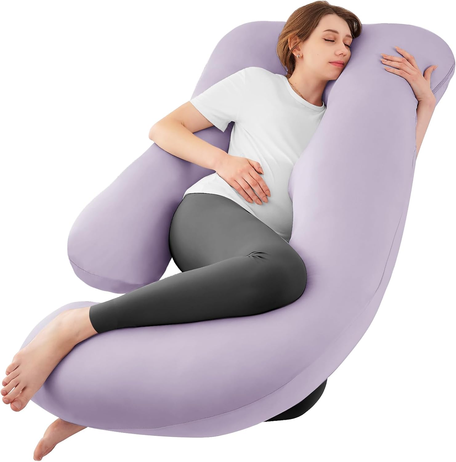 Sasttie Pregnancy Pillows for Sleeping, Jumbo U Shaped Cooling Full Body Pillow with Removable Cover, Pregnant Women Must Haves, Maternity…