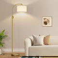Nintiue Upgraded Modern Arc Dimmable Tall Standing Floor Lamp with Linen Shade, 1200 Lumens LED Bulb Included, for Living & Reading Room…