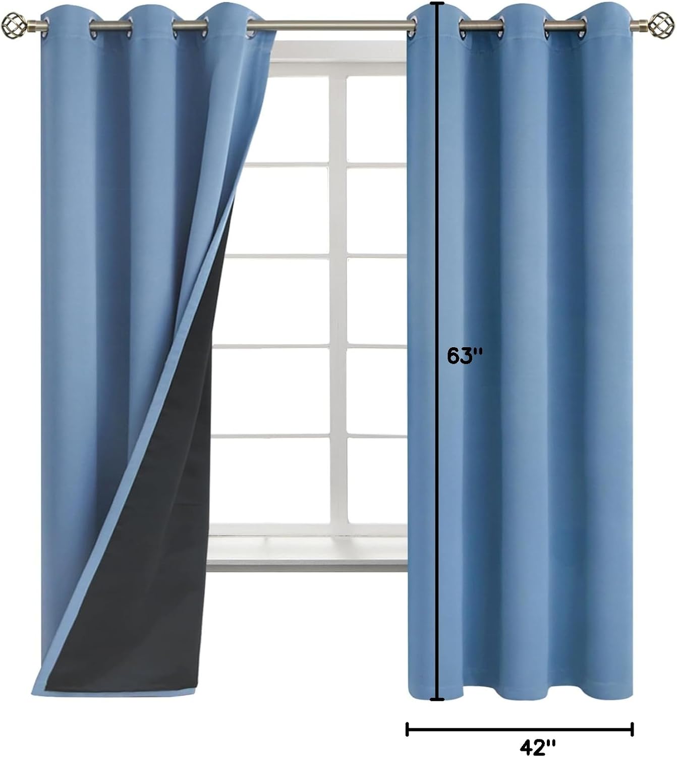 BGment Thermal Insulated 100% Blackout Curtains for Bedroom with Black Liner, Double Layer Full Room Darkening Noise Reducing Grommet Curta…