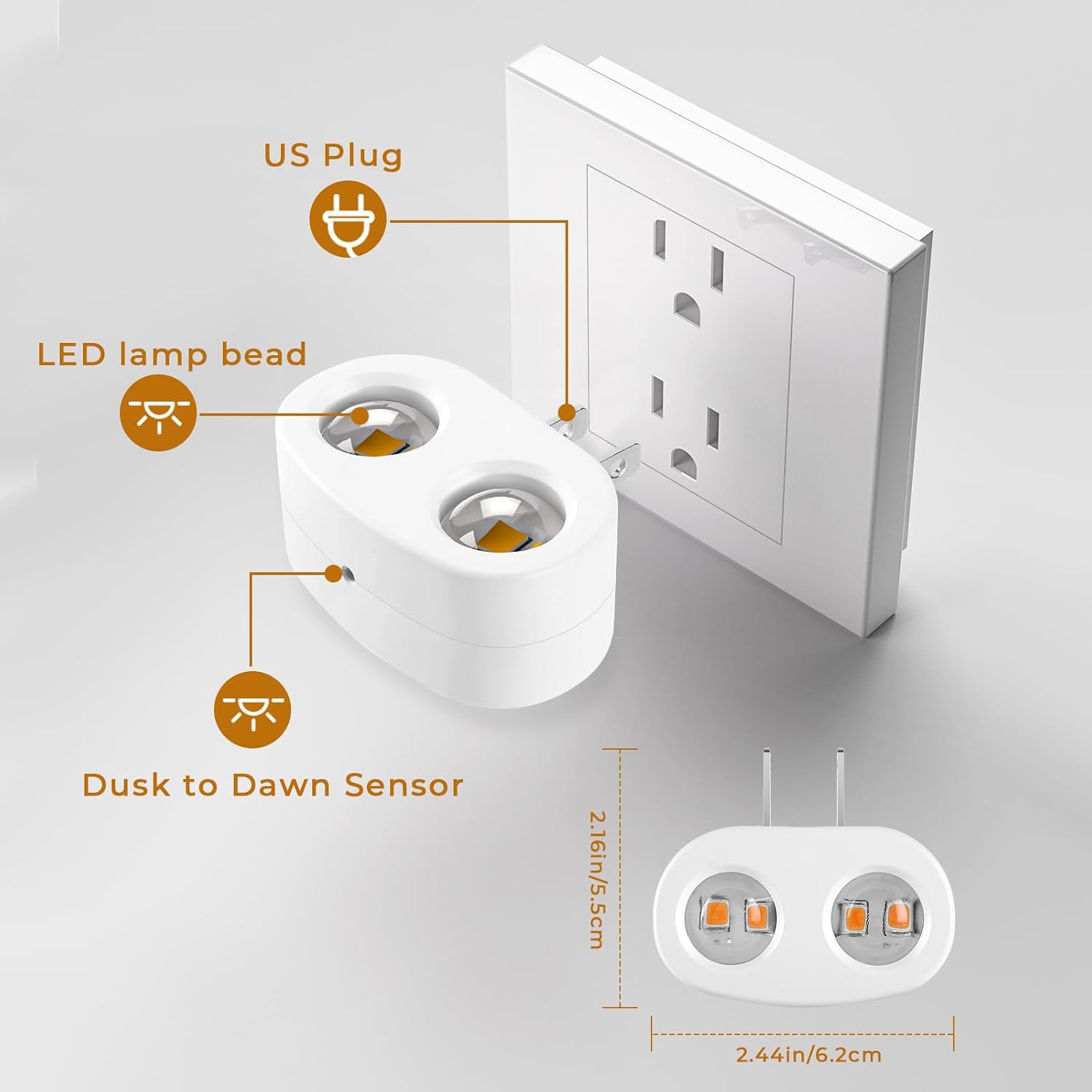 BMXKPO Night Light Plug into Wall, 4 Pack LED Night Lights, Rotatable Plug Night Lights, Dusk to Dawn Light Sensor,2700K Warm White…