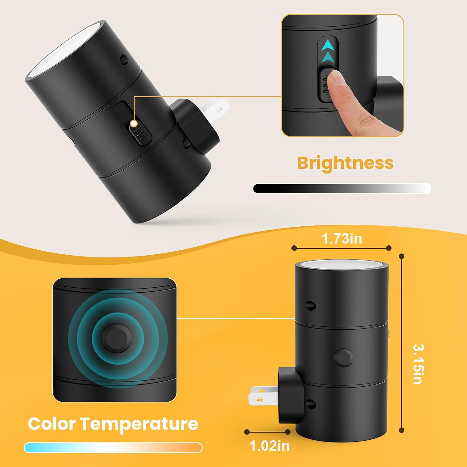 Volisun Night Lights Plug into Wall, Dimmable LED Nightlight with Dusk to Dawn Light Sensor, 0-100LM Adjustable Brightness, 3 Color Tempera…