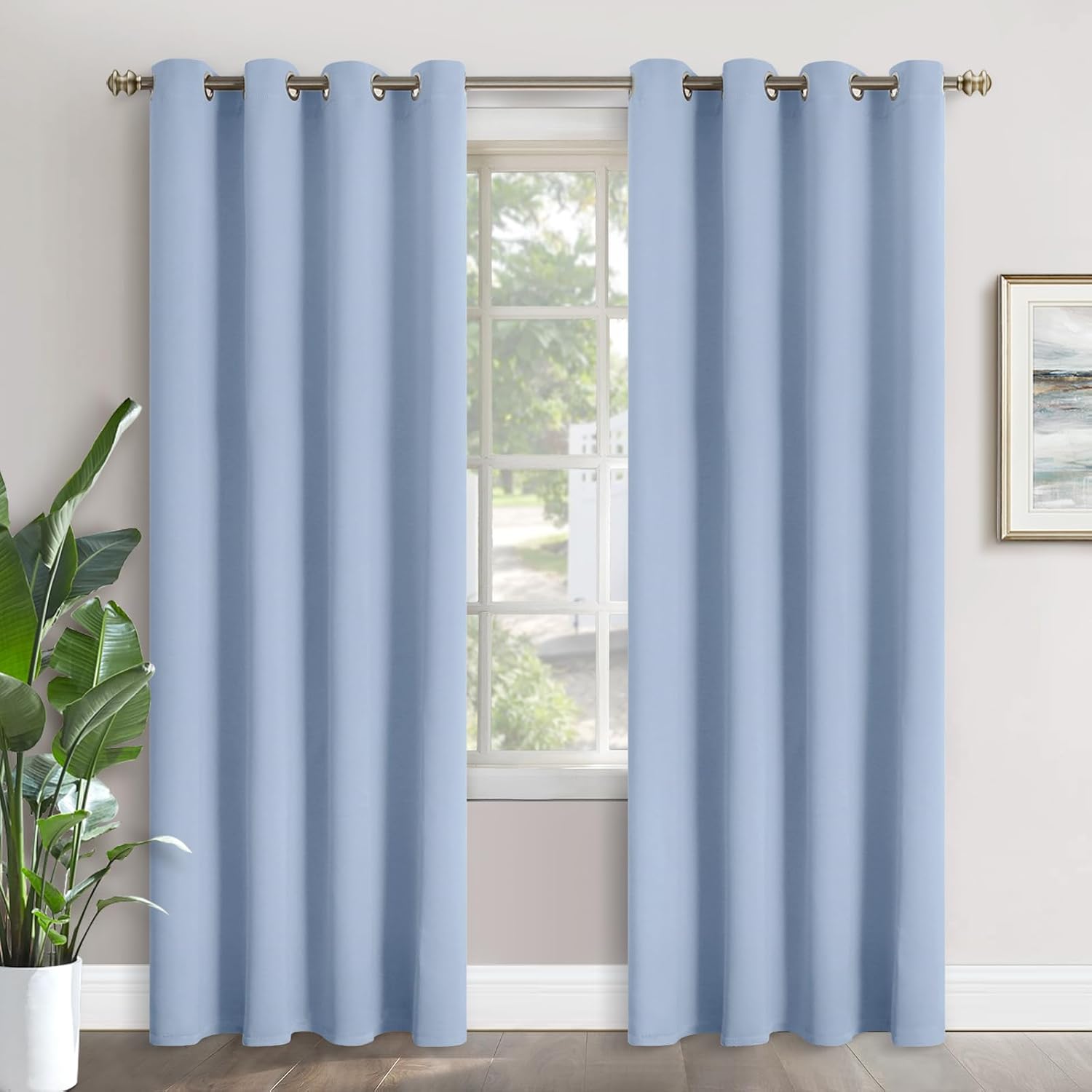 YoungsTex Light Blue Blackout Curtains 84 Inches Long for Living Room - Thermal Insulated with Grommet Darkening Window Treatments Privacy…