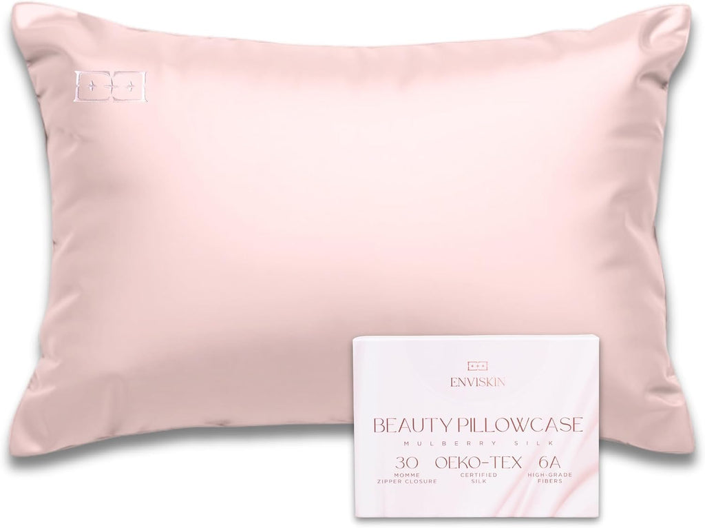 100% Mulberry Silk Pillowcase Infused with Silver Ions - Pure 30 Momme Grade 6A Fibers for Beautiful Skin and Hair - Cooling Pillow Case…