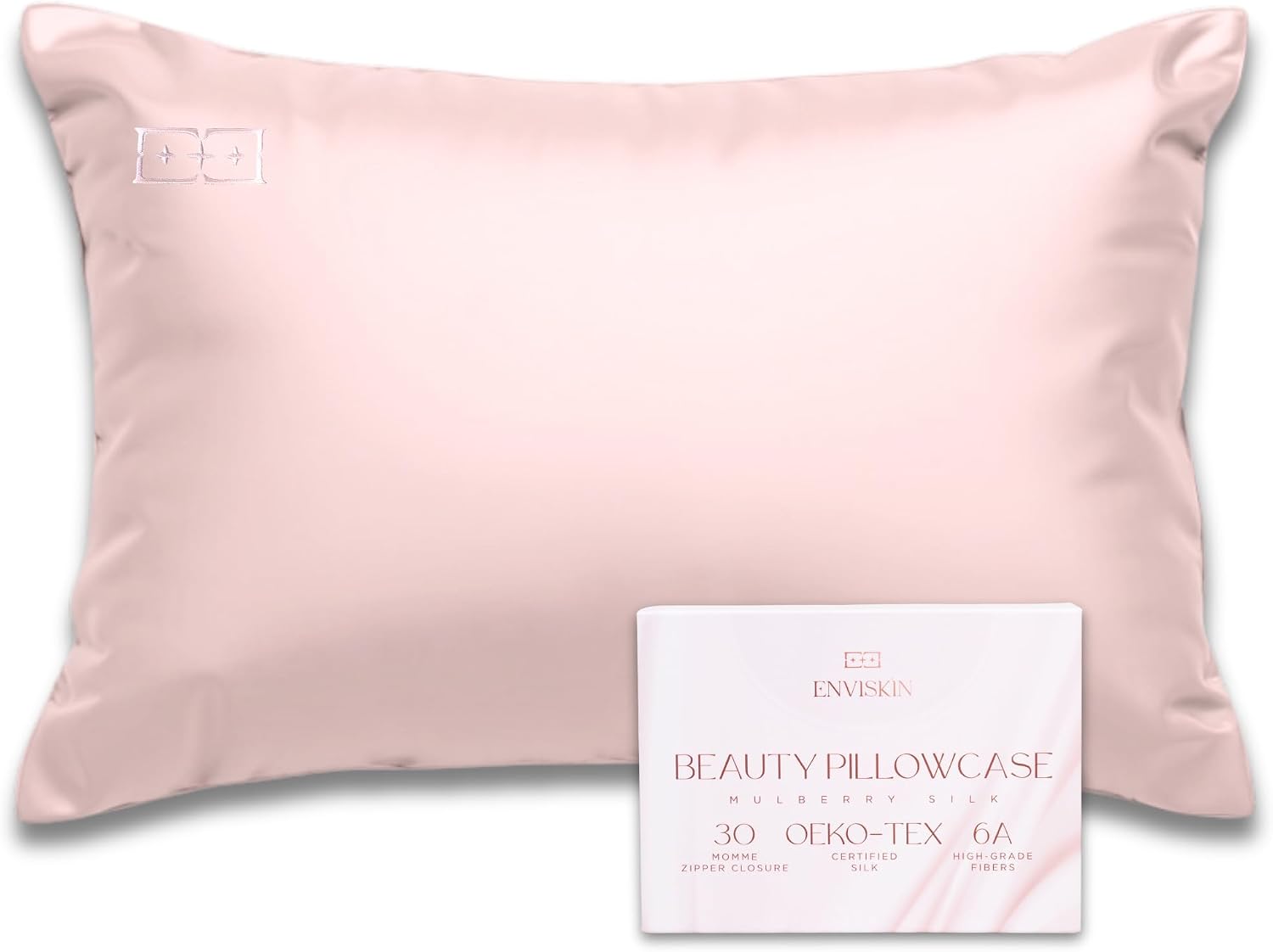 100% Mulberry Silk Pillowcase Infused with Silver Ions - Pure 30 Momme Grade 6A Fibers for Beautiful Skin and Hair - Cooling Pillow Case…