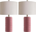 AIEAMPDO 23" Set of 2 Pink Ceramic Table Lamp for Living Room Bedroom, Modern Farmhouse Nightstand Desk Lamps for Dining Room Dresser End…