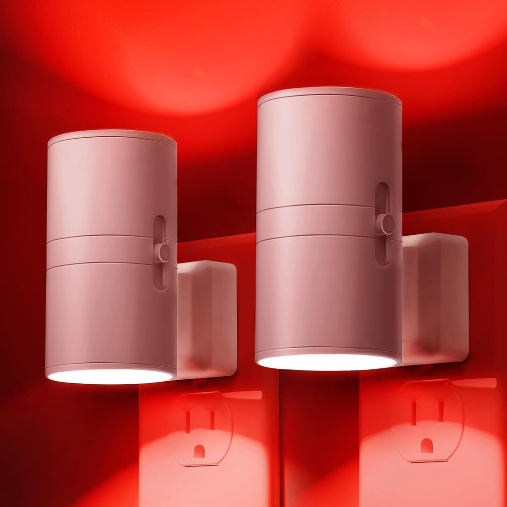 L LOHAS LED Night Light, Red Night Lights Plug into Wall, LED Nightlights, Light Sensor, Steep Aid Red, Dimmable Nightlight for…