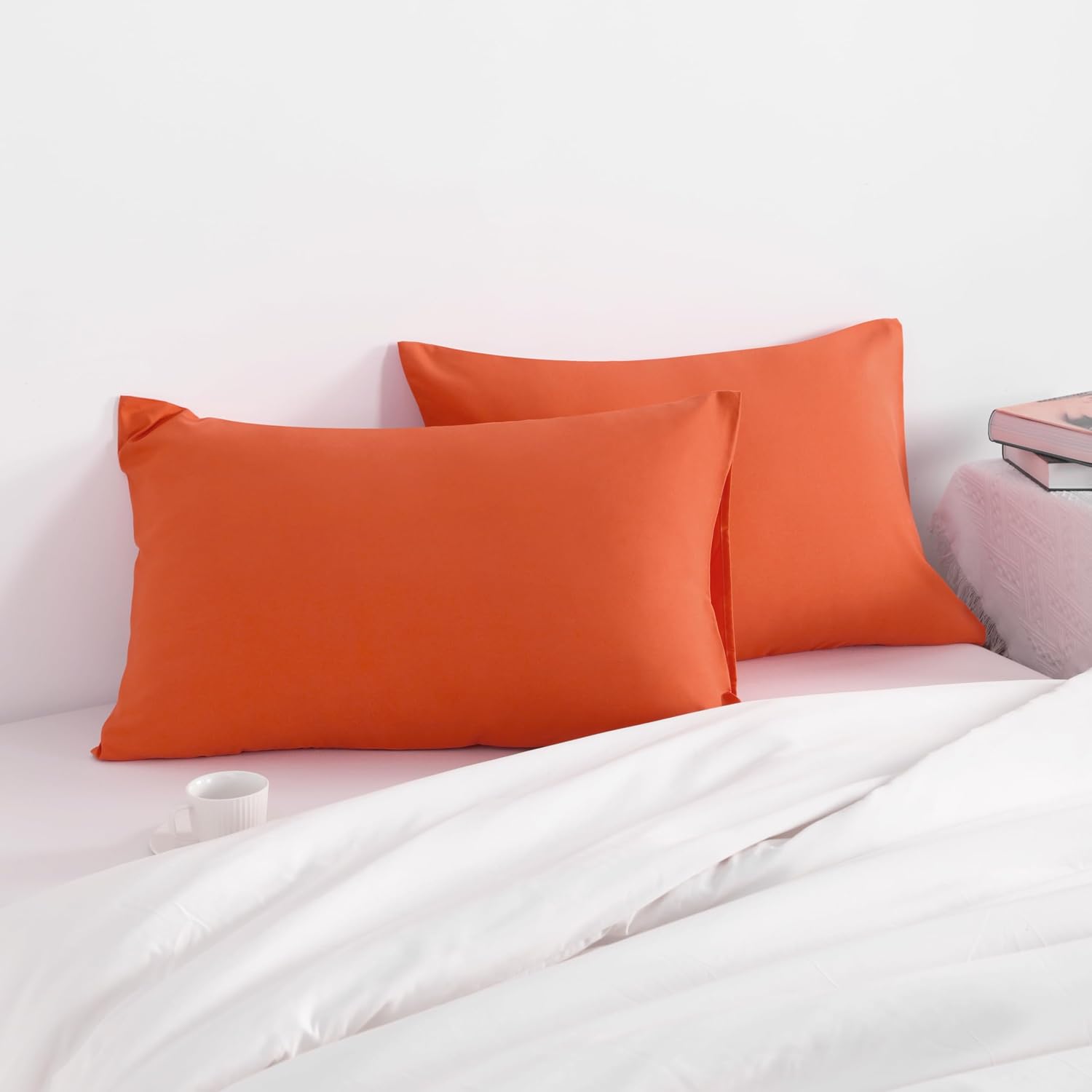 Ntbay King Pillow Cases Set of 2, 2 Pack Brushed Microfiber 20x36 Pillow Cases, Soft, Wrinkle, Fade, Stain Resistant Brunt Orange Pillow Ca…