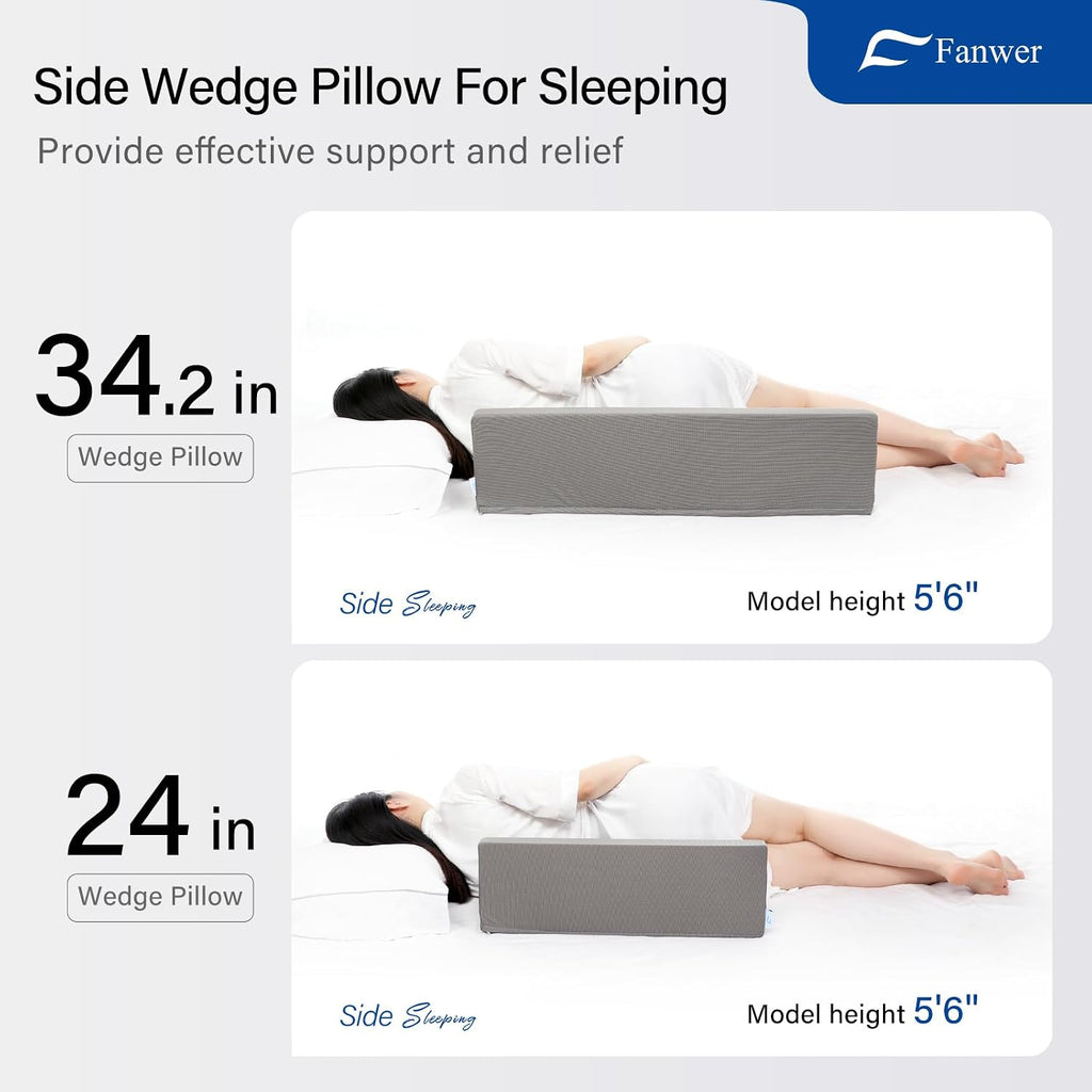 Fanwer 34.2in Wedge Pillow for Sleeping, Bed Wedge Pillows for After Surgery Body Positioners, Triangle Foam Wedge Pillow for Side Sleeping, f…