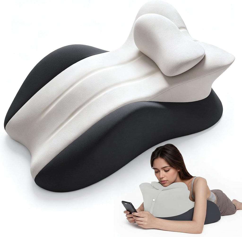 cjc Ergonomic Memory Foam Wedge Pillow 27° Support for Neck, Back and Waist, Multi-Position Bed Support Pillow with Removable Cover (Double…