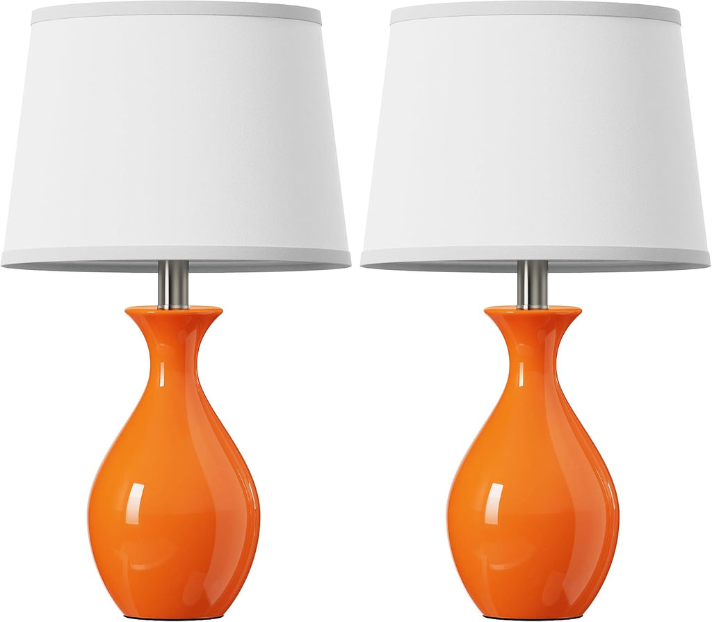 PARTPHONER Table Lamp Set of 2, Modern Ceramic Bedside Lamps for Night Stands, Classic Small Lamp Nightstand Lamp for Bedroom Living Room…