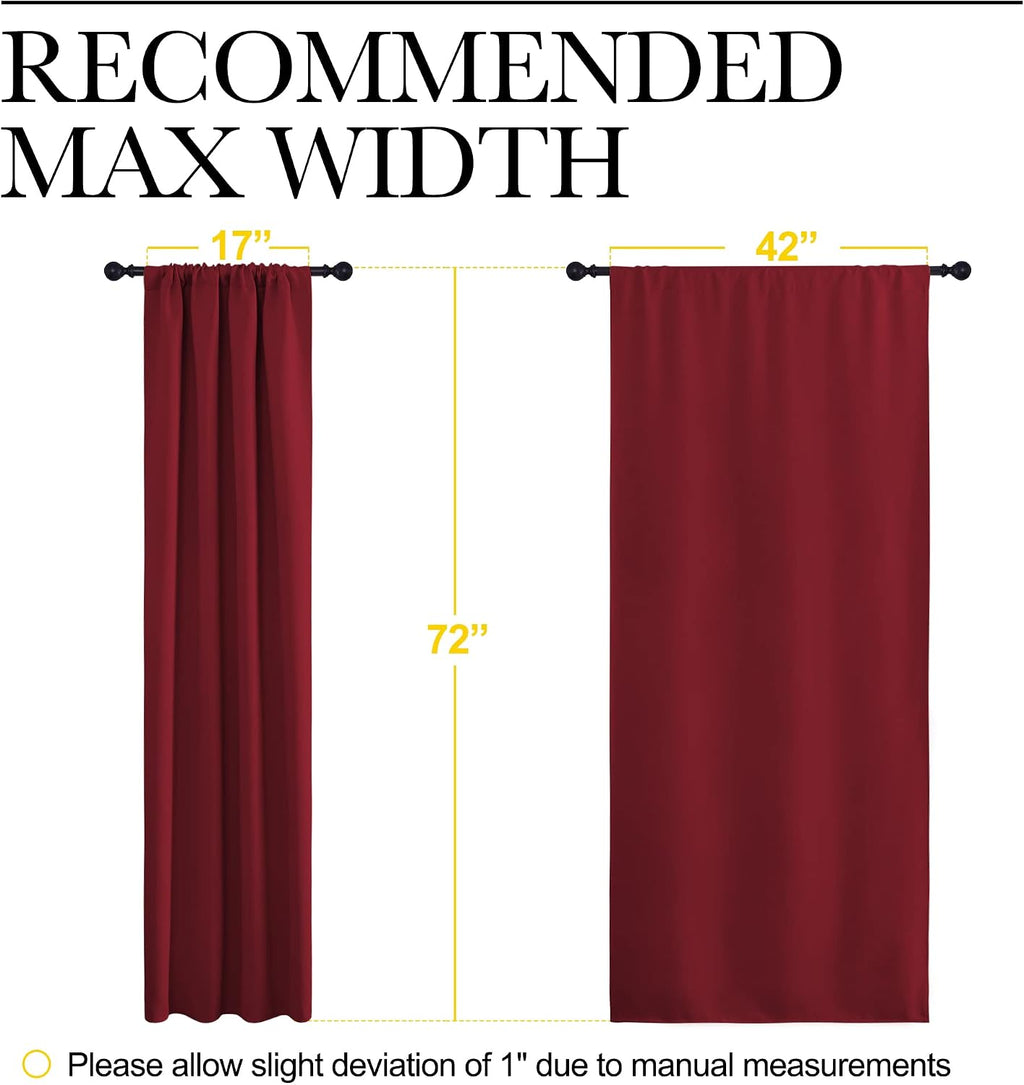 NICETOWN Christmas Burgundy Red Blackout Curtains 72 inches Long, Privacy Room Darkening Drapes for Doorways, Loft (Set of 2, 42 inches…