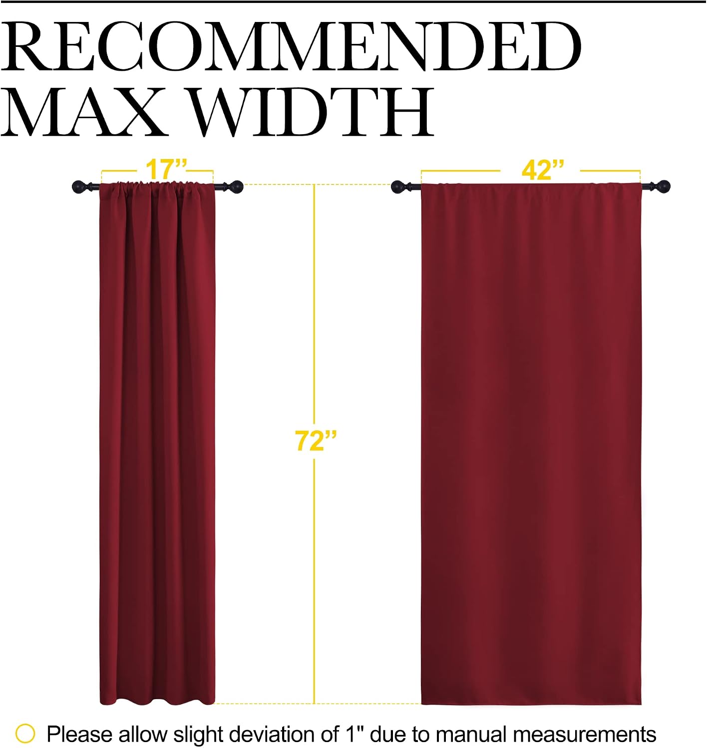 NICETOWN Christmas Burgundy Red Blackout Curtains 72 inches Long, Privacy Room Darkening Drapes for Doorways, Loft (Set of 2, 42 inches…