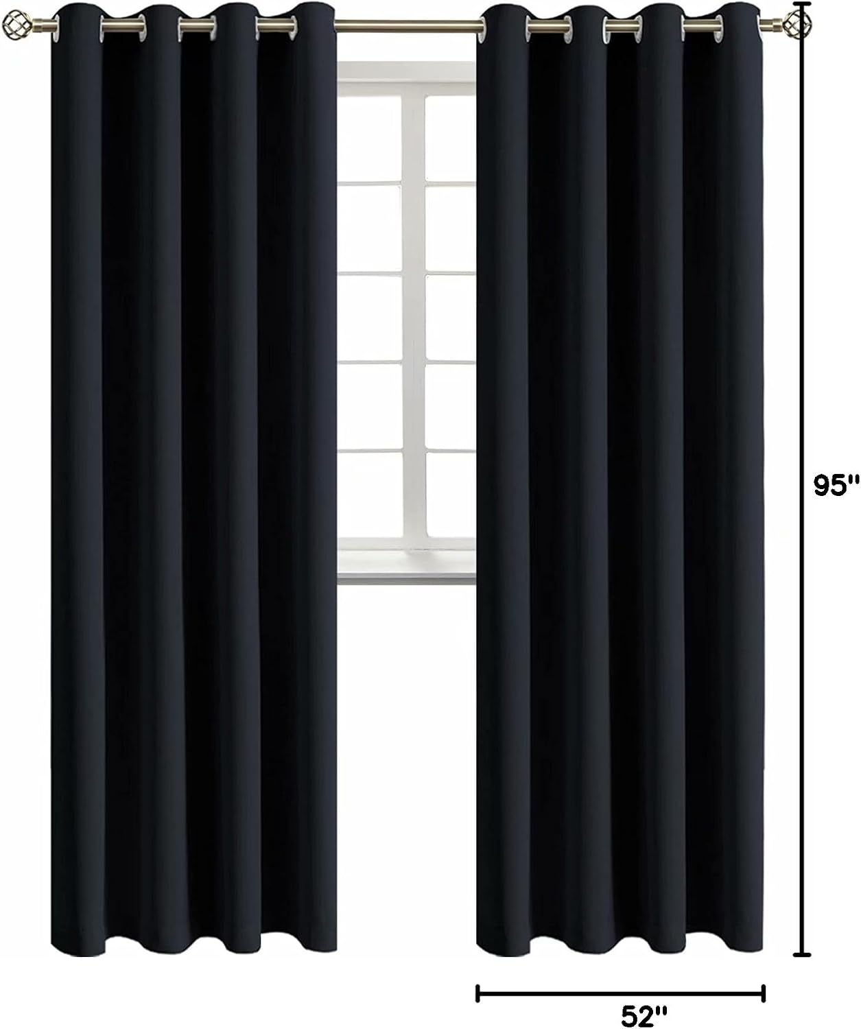 BGment Blackout Curtains for Living Room - Grommet Thermal Insulated Room Darkening Curtains for Bedroom, 2 Panels of 52 x 95 Inch, Black 9…