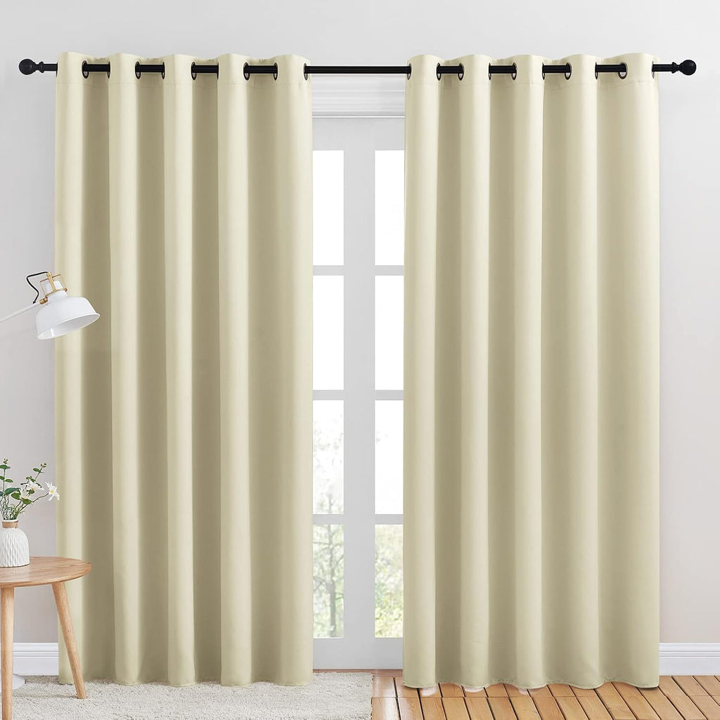 NICETOWN Room Darkening Draperies Window Curtain Panels, Thermal Insulated Grommet Room Darkening Curtains for Bedroom (Beige, 2 Panels…