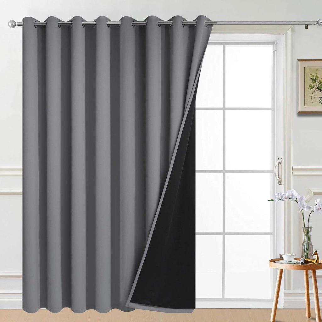 Yakamok Total Blackout Extra Wide Patio Sliding Door Curtains, Grommet Thermal Insulated Blind Curtains, Sliding Glass Door Panel for…