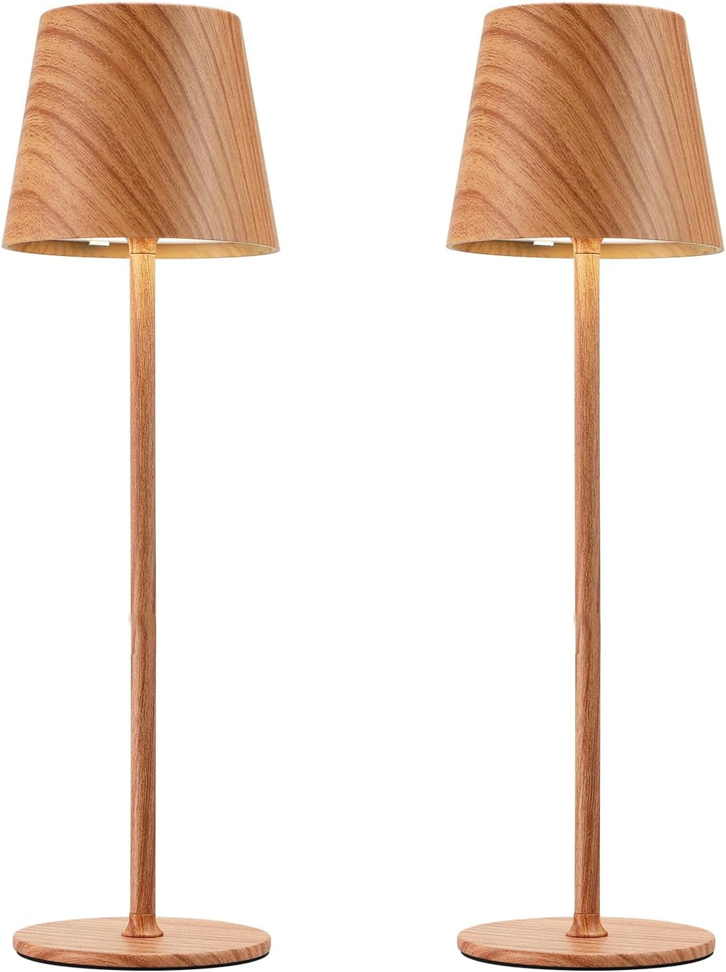 Kakanuo Cordless Table Lamp Rechargeable - Wood Grain 2 Pack 5000mAH Battery Operated Lamp for Counter, 3 Color Stepless Dimming Wireless…