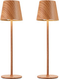Kakanuo Cordless Table Lamp Rechargeable - Wood Grain 2 Pack 5000mAH Battery Operated Lamp for Counter, 3 Color Stepless Dimming Wireless…