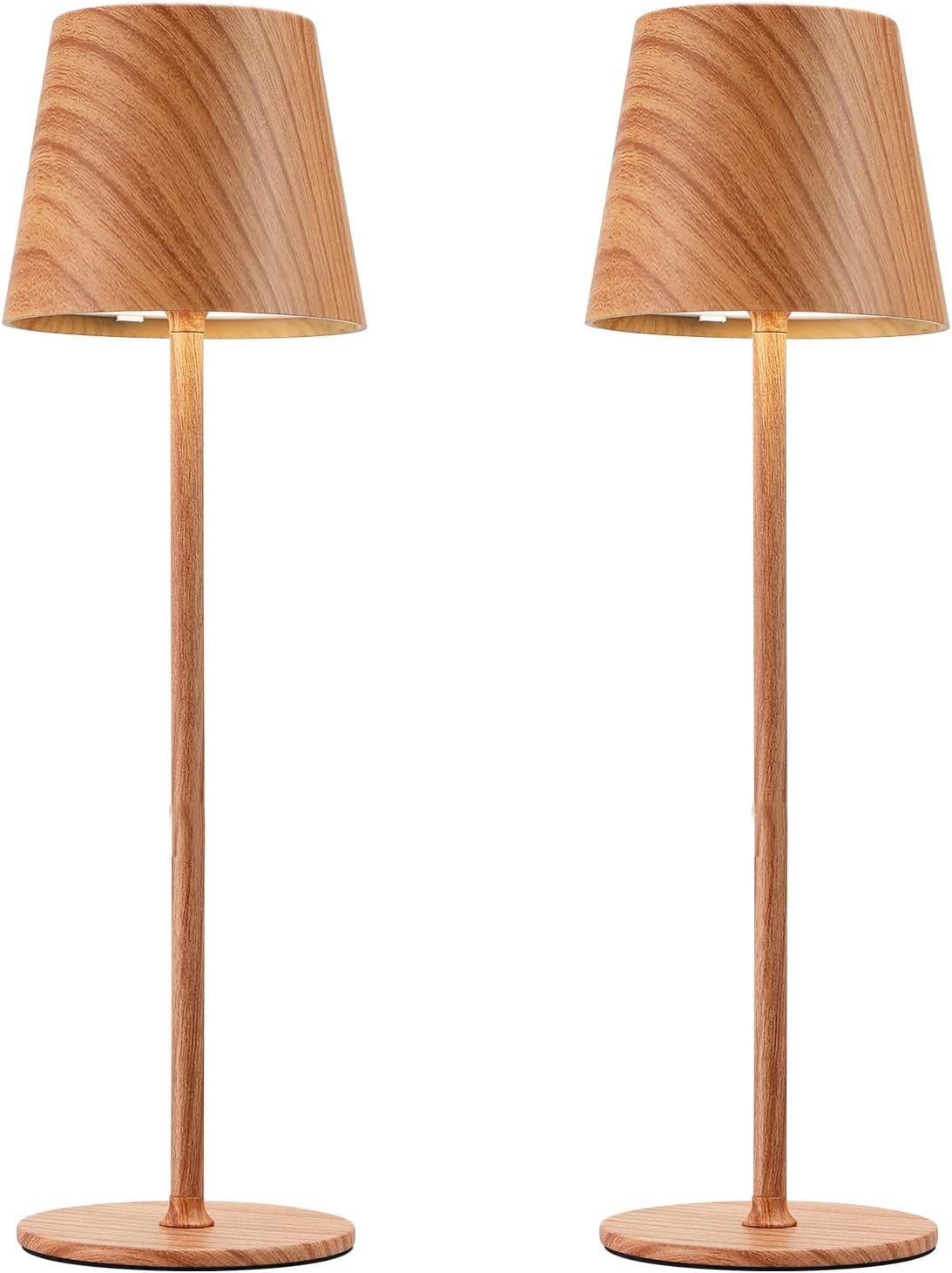 Kakanuo Cordless Table Lamp Rechargeable - Wood Grain 2 Pack 5000mAH Battery Operated Lamp for Counter, 3 Color Stepless Dimming Wireless…