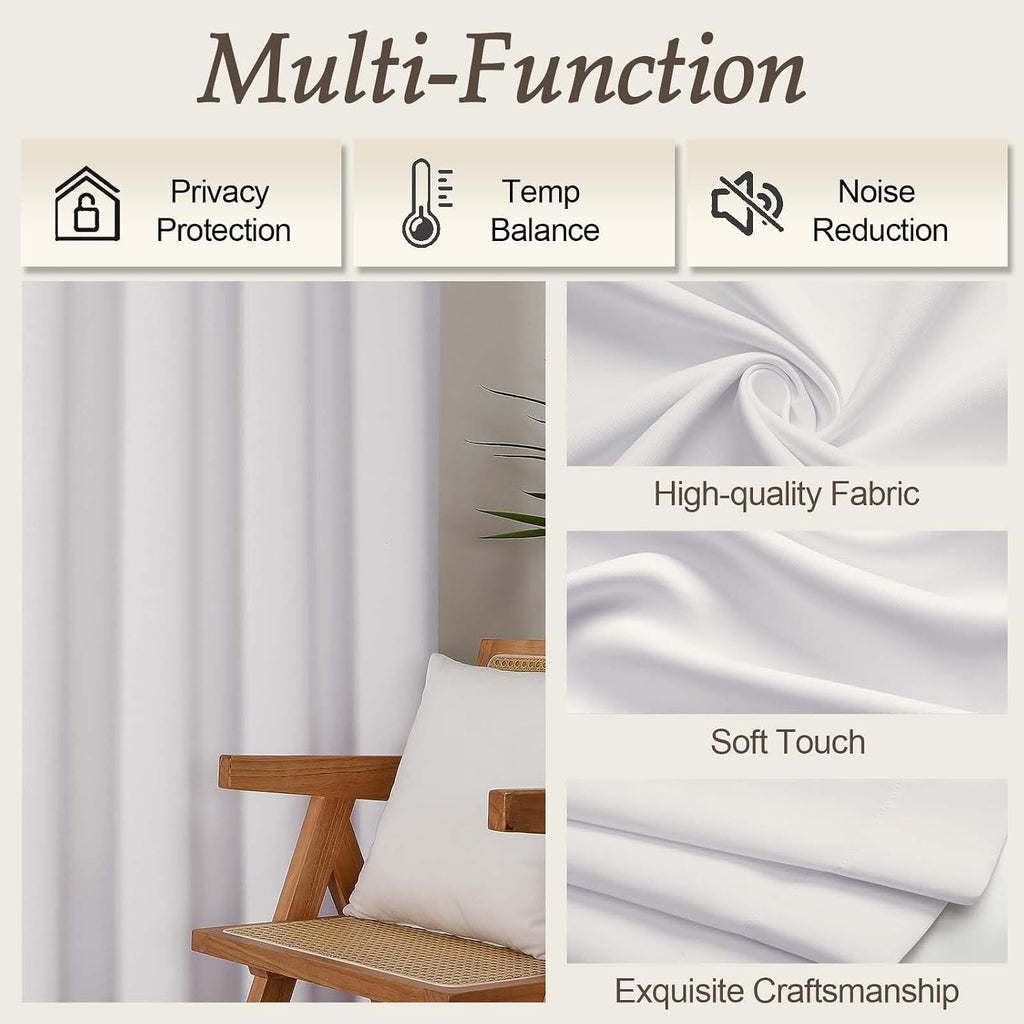 Gwine Ivory Curtains for Bedroom 54 Inches Long - Thermal Insulated Noise Reducing Window Curtain Panels, Solid Light Filtering Curtain…
