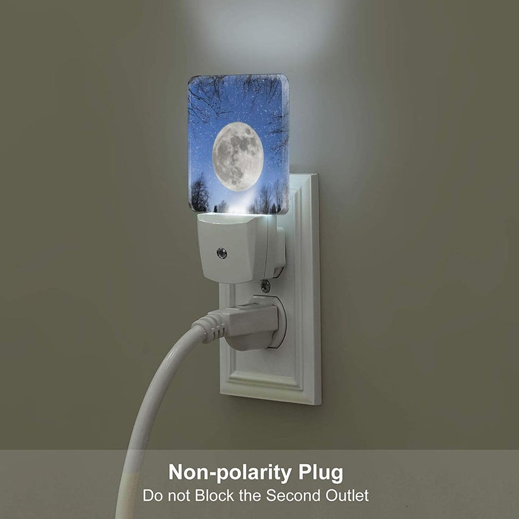 Fantasy Full Moon Night Light, Plug Into Wall for Boys Girls Bedroom Decorative Square Night Light Lamp 0.5w Sleep Friendly