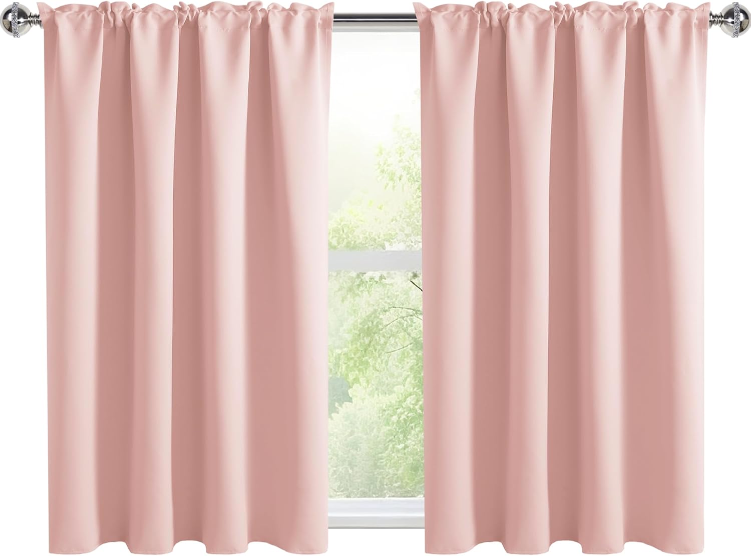 DWCN Blackout Curtains for Living Room Thermal Insulated, Energy Saving & Noise Reducing Bedroom Curtains, Blush Pink, W 52x L 36 Inch…