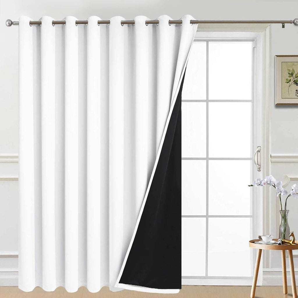 Yakamok Extra Wide Blackout Full Shading Curtains for Patio Door, Thermal Backing Sliding Glass Door Drape, Privacy Assured Window…