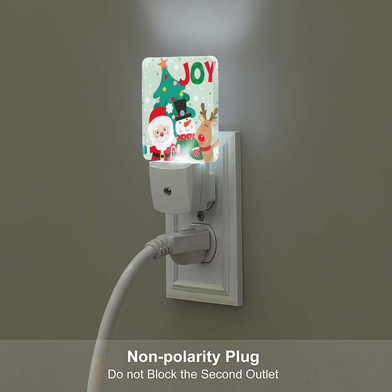 Santa Claus Snowman and Reindeer Night Light, Plug Into Wall with Dusk To Dawn Light Sensors, Warm Nightlights for Bedroom, Bathroom…