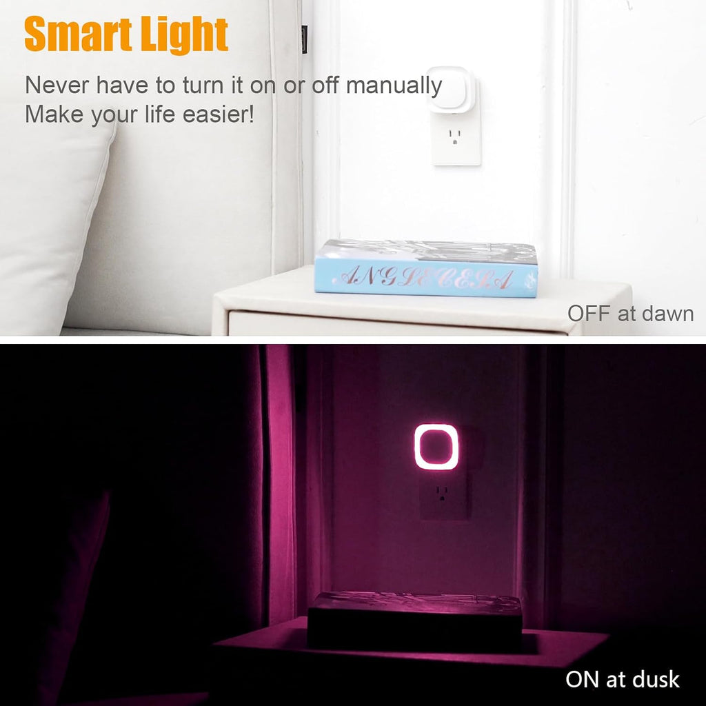 YUNLEX 2 Pack Plug in Pink Night Light, Dimmable, Auto ON/Off, Dusk to Dawn, Eye-Caring Glow for Princess-Themed Bedroom, Bathroom…