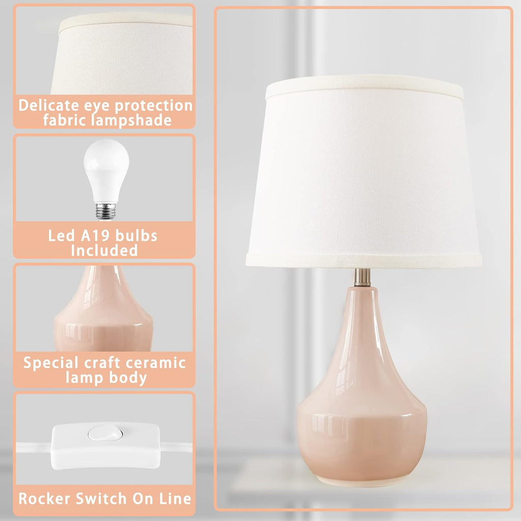 GyroVu 18" Table Lamp Set of 2, Ceramic Lamp Classic Beside Lamps Nightstand Lamp Modern Bedside Lamp for Living Room, Bedroom & Office…