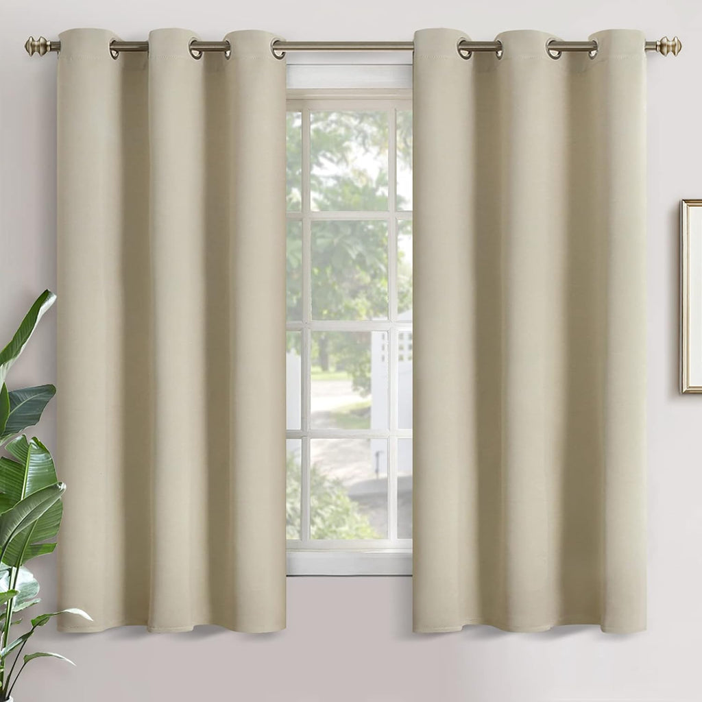 YoungsTex Beige Room Darkening Curtains for Bedroom 63 Inch Length - Thermal Insulated with Grommet Blackout Window Drapes for Living Room…