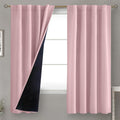 BGment Pink 100% Blackout Curtains 63 Inches Long with Thermal Insulated Liner, Rod Pocket and Back Tab Double Layer Full Room Darkening…