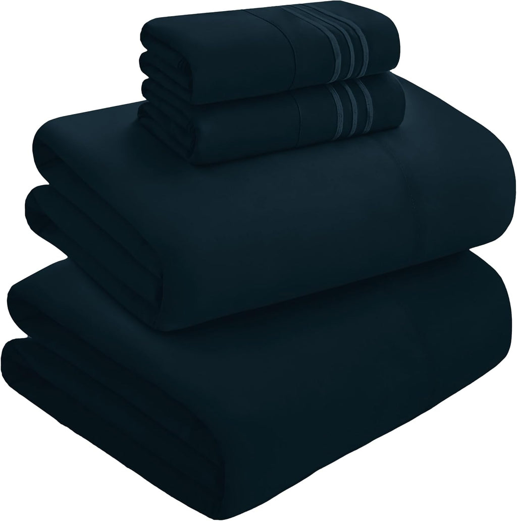 MocassiLuxuryBedding Mocassi Full Size 4-Piece Bed Sheet Set - 1800 Hotel Quality Microfiber 18-24 Inches Extra Deep Pocket Fitted Sheet- L…