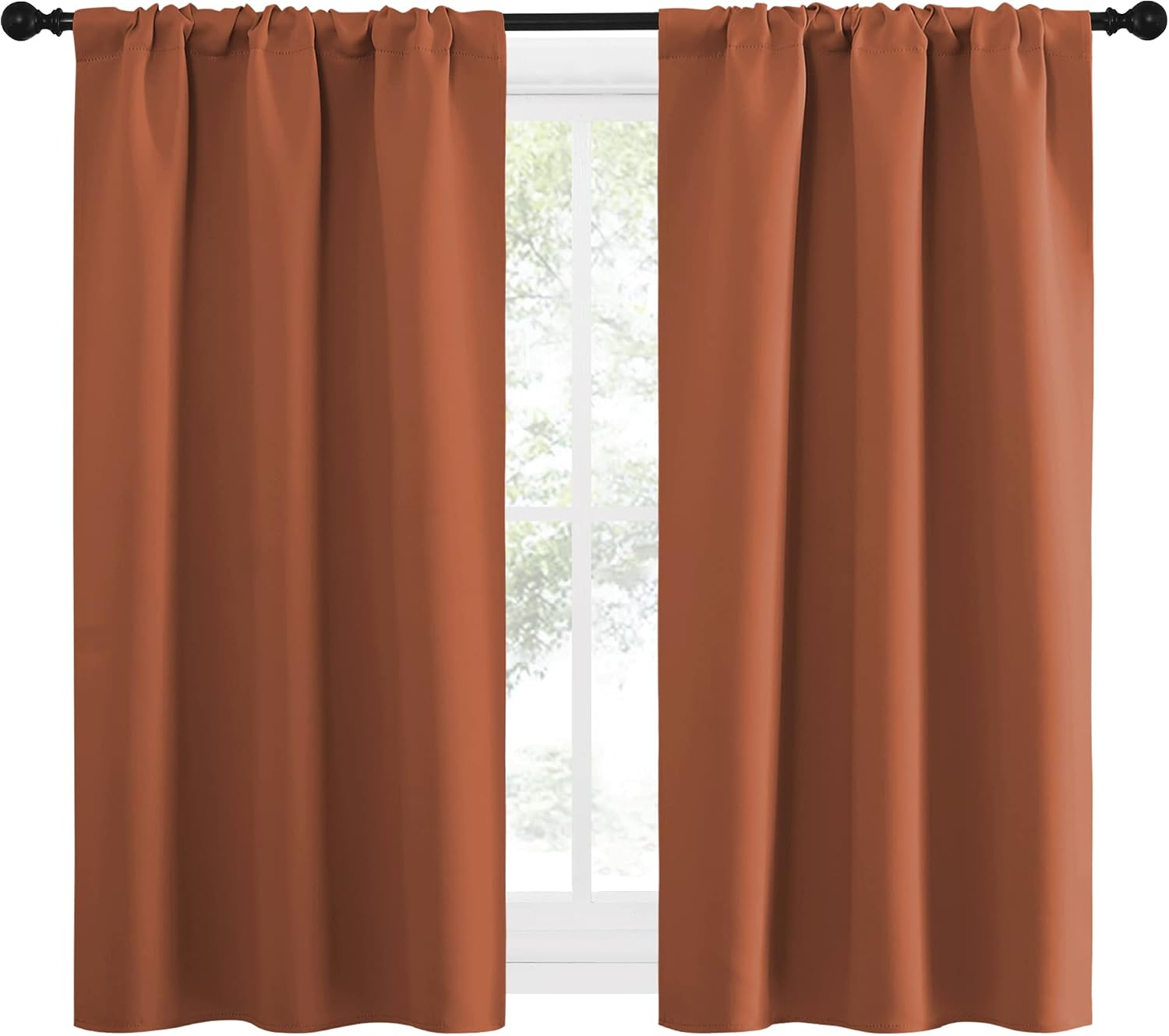 NICETOWN Blackout Curtains and Drapes - Thermal Insulated Solid Rod Pocket Blackout Draperies/Panels (Burnt Orange, 1 Pair, 34 by 54 inches)