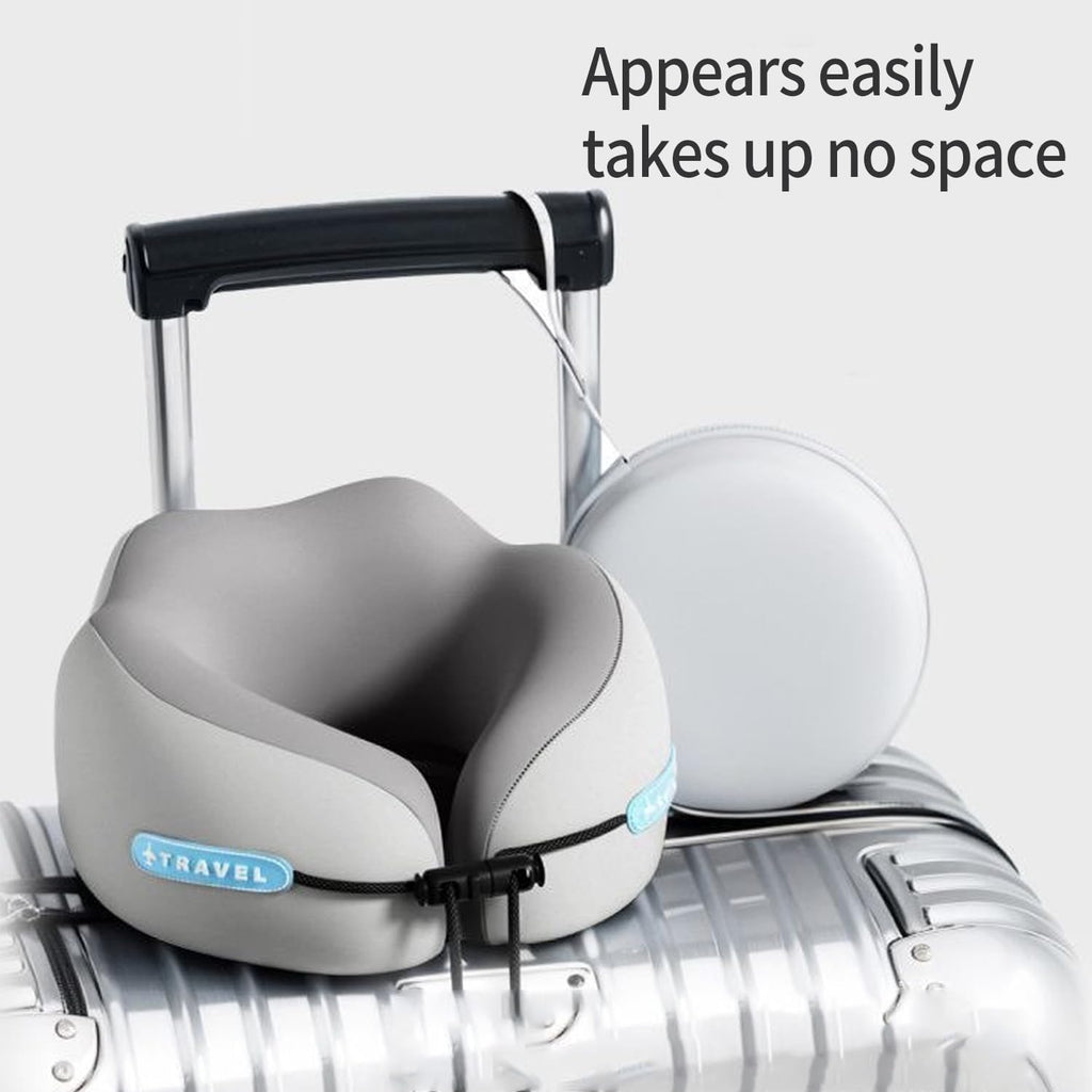 Ziurfys Travel Neck Pillow with Storage Case, 100% Pure Memory Foam, Airplane Head Support for Flight Sleeping, Portable, Gray (Gray…