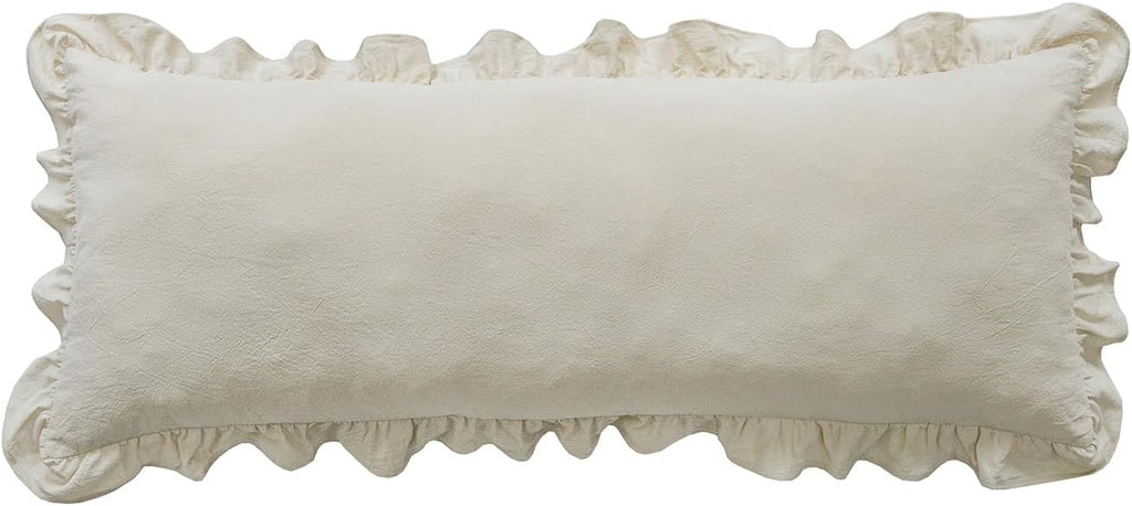 GLORY SEASON Pillow Shams Set of 2 Washed 100% Cotton Retro Ruffle Flounces Trim Solid Beige Decorative Pillow Cases for Home Bedroom…