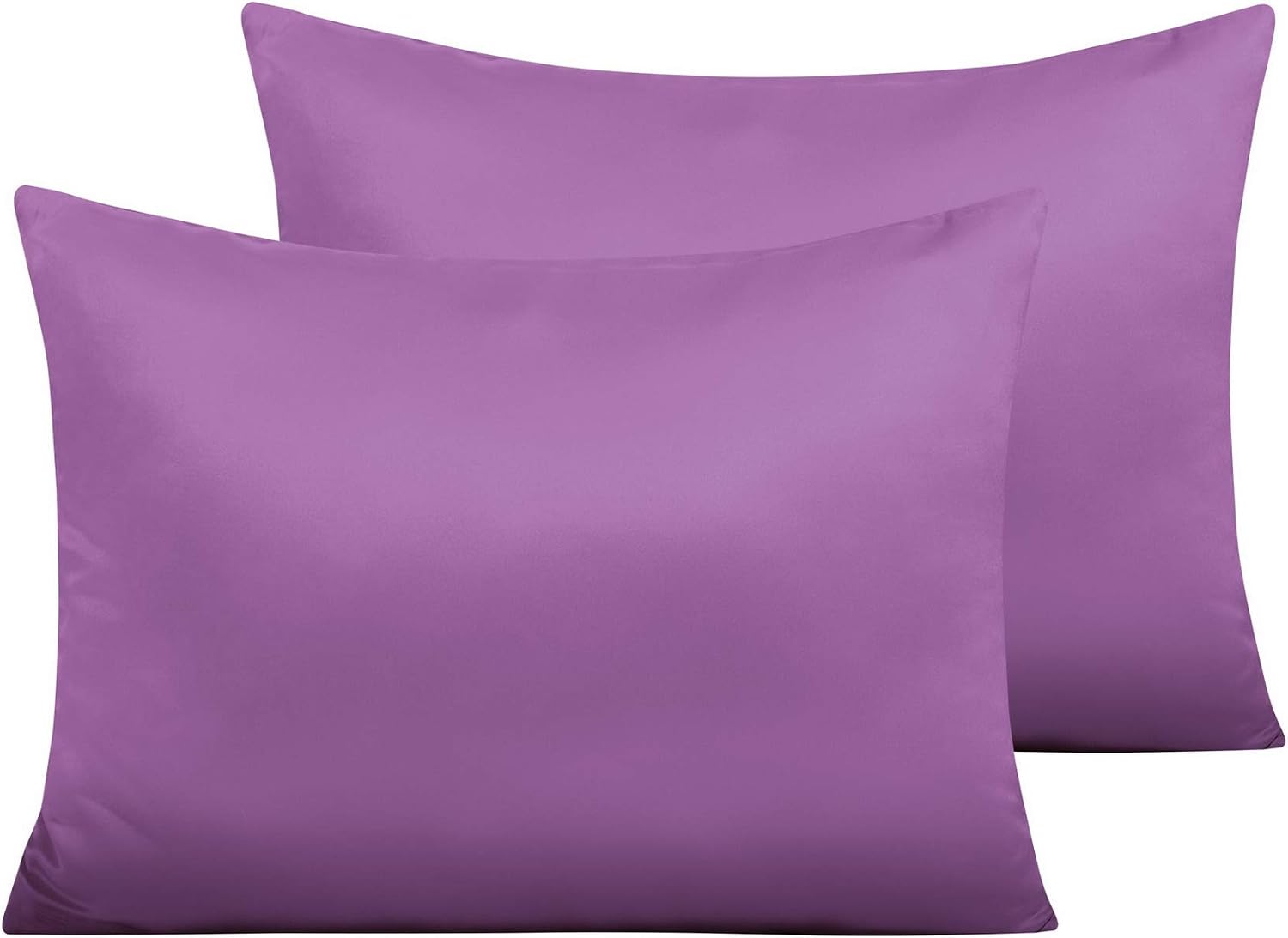 Ntbay Zippered Satin Pillow Cases for Hair and Skin, Luxury Standard Hidden Zipper Pillowcases Set of 2, 20x26 Inches, Purple 26 Inches