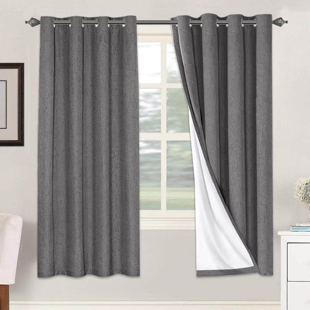 H.VERSAILTEX Linen Blackout Curtains 72 Inches Long 100% Absolutely Blackout Thermal Insulated Textured Linen Look Curtain Draperies…
