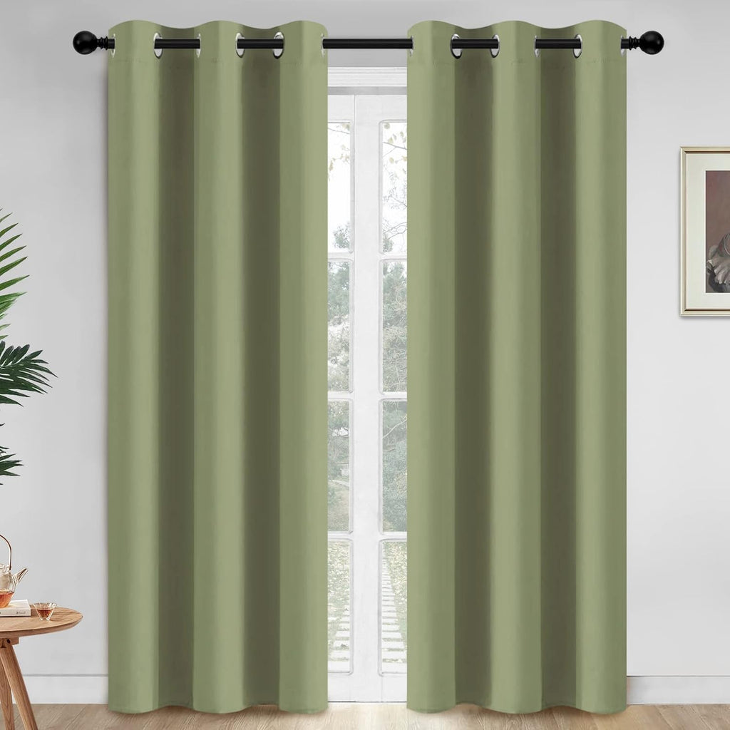 Yakamok 84 Inch Length Blackout Curtains for Bedroom, Thermal Insulated Room Darkening Grommet Solid Window Drapes for Living Room,42W x…