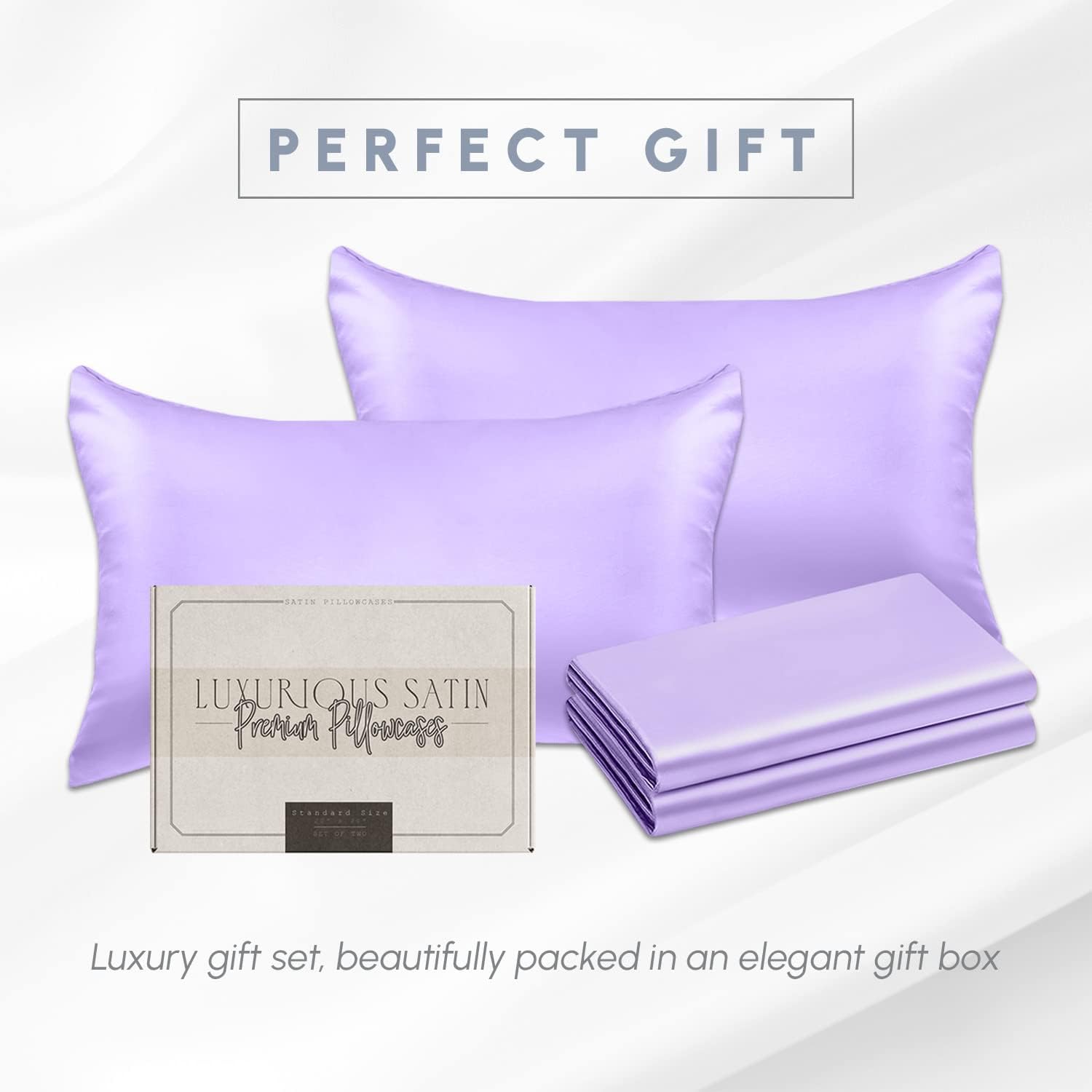Elegantcomfort Elegant Comfort 4-Pack Cooling Viscose Satin Pillowcase Set with Hidden Zipper Closure, Silky Smooth for Hair and fabric…