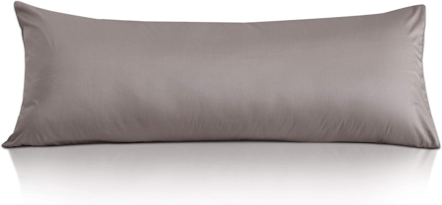 Leeden Body Pillow Cover, 100% Cotton, 800 Thread Count, Soft Breathable Long Pillow Case, Envelope Closure (Light Taupe,21"x 54") Cotton