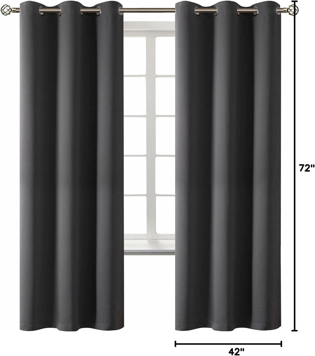 BGment Blackout Curtains - Grommet Thermal Insulated Room Darkening Bedroom and Living Room Curtain, Set of 2 Panels (42 x 72 Inch, Dark Gr…