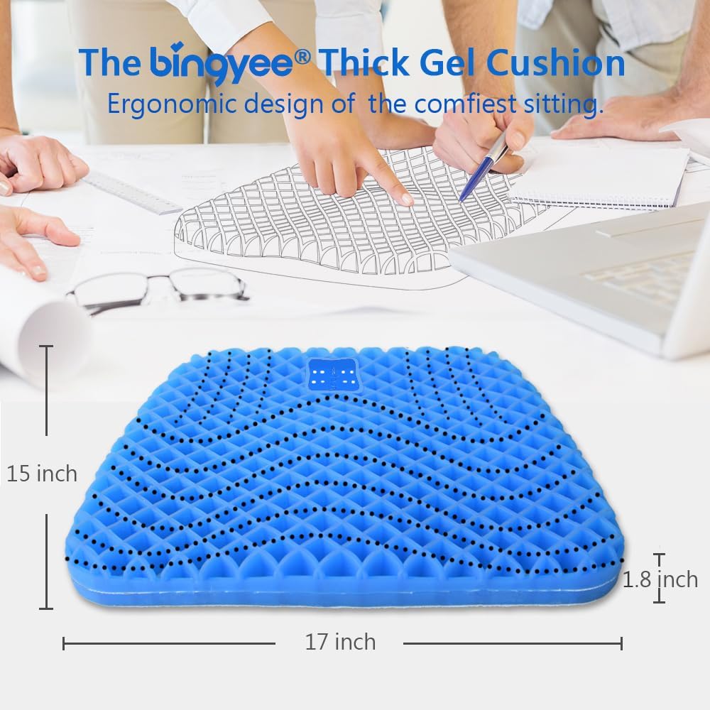 Gel Seat Cushion 1.8 Inch Thick Seating Pad Orthopedic Chair Cushions for Pressure Relief Gel Pads for Office Chair, Car, Home…