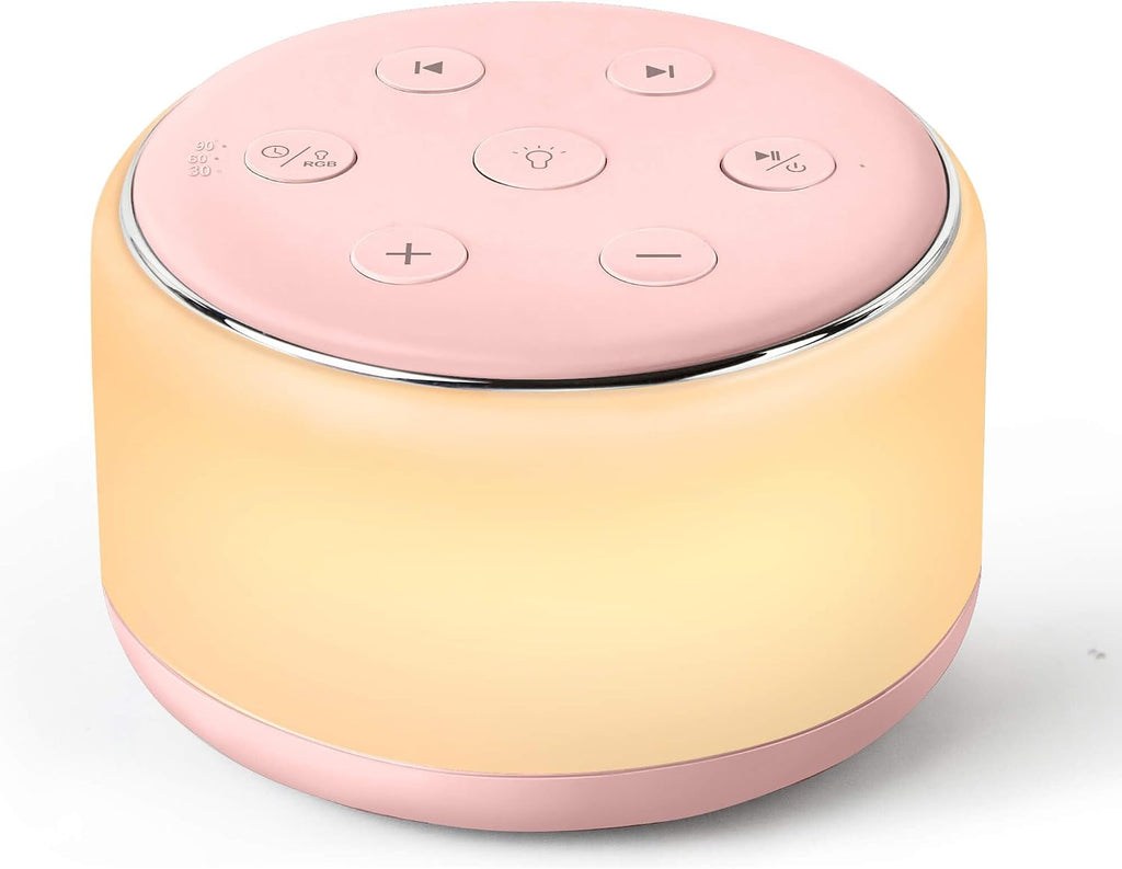 FamiSym Portable Sound Machine for Babies Kids Sleeping – Rechargeable, 7 Colors Night Light, 34 Soothing Sounds, Baby Sleep Soother…