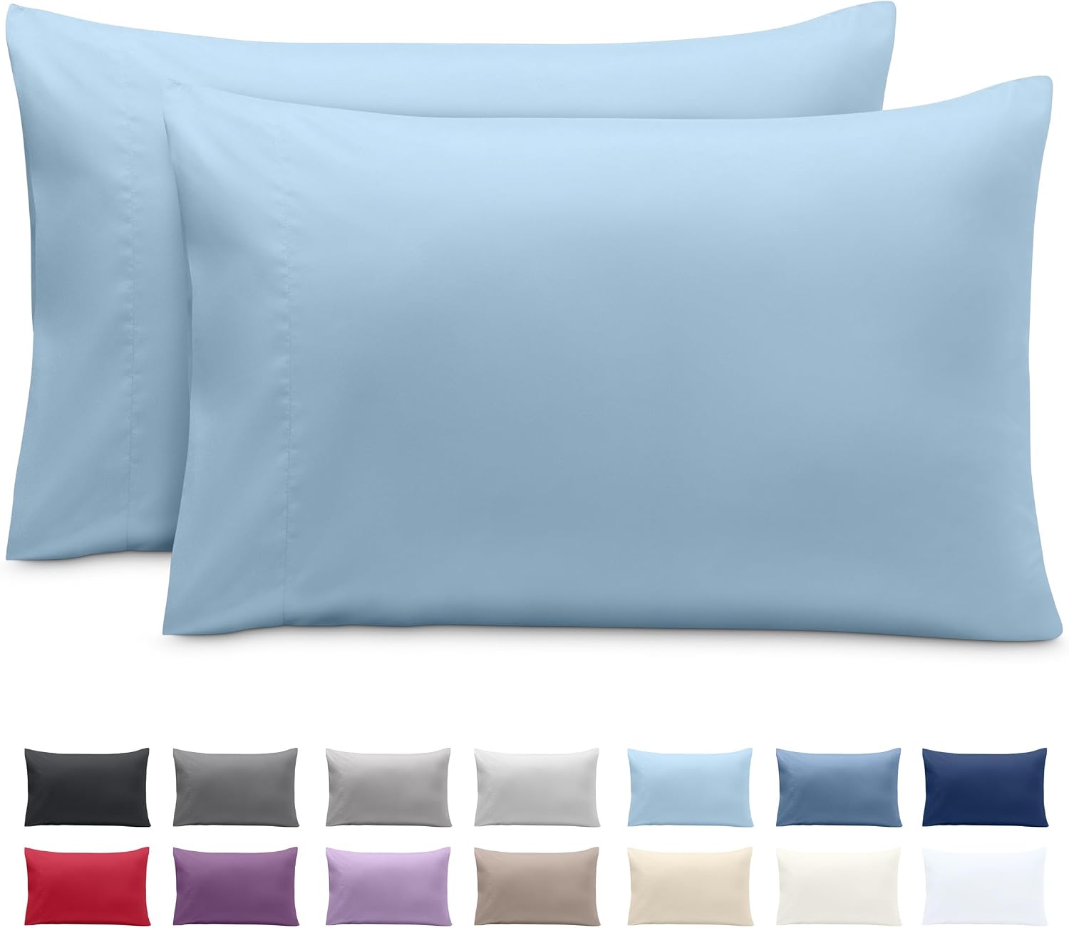 BareHome Bare Home Microfiber Pillow Cases - Standard Size Set of 2 - Cooling Pillowcases - Double Brushed - easy maintenance - Envelope…