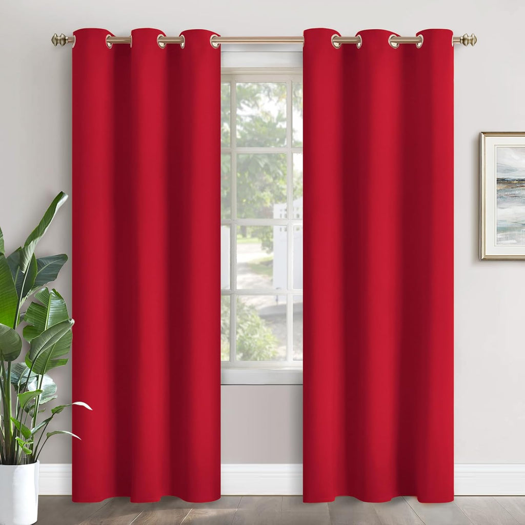 YoungsTex Red Blackout Curtains for Bedroom 84 Inches Length - Thermal Insulated with Grommet Room Darkening Drapes for Living Room Divider…