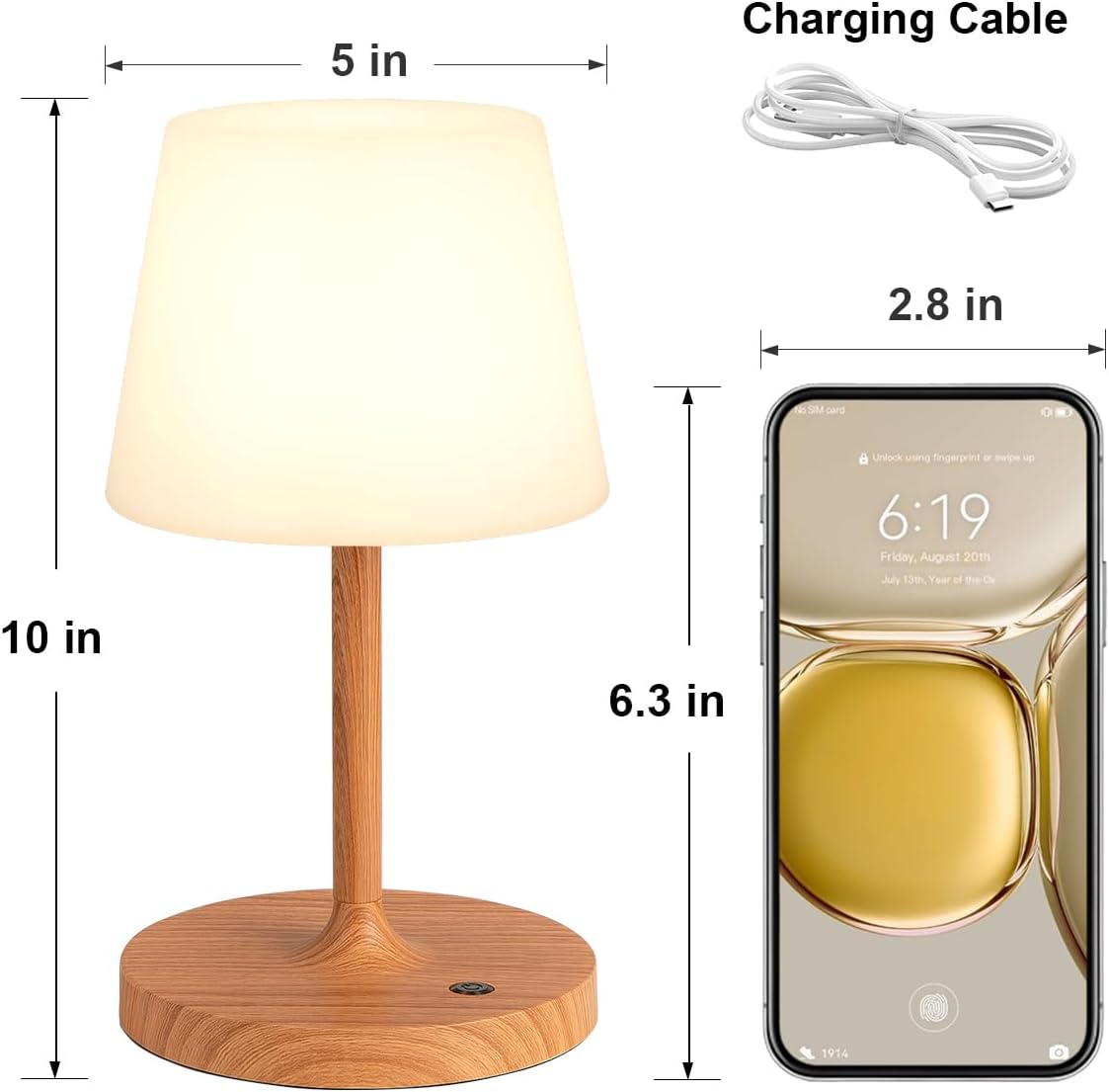 Kakanuo Cordless Shower Lamp Waterproof, Cordless Lamp with 4000mAh Battery, Rechargeable Table Lamp, Touch Dimmable Desk Light for…